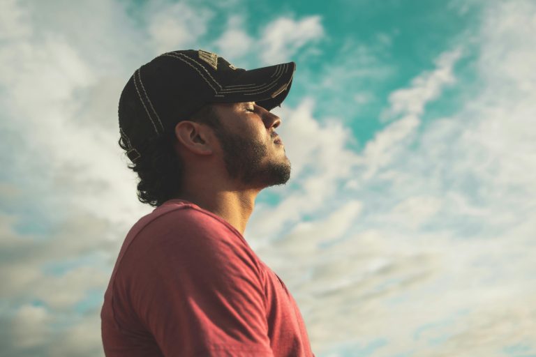 man outside in sun