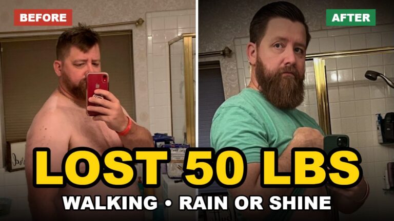 Brett Patterson before and after losing 50 pounds by walking